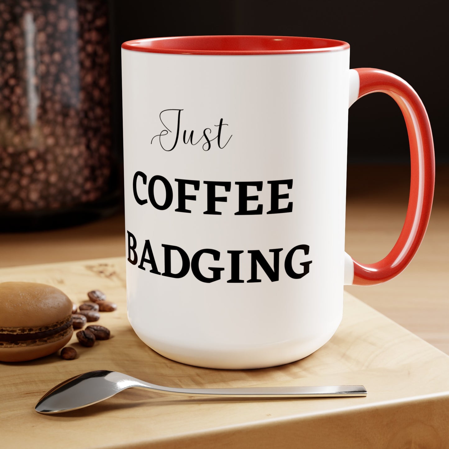 Coffee Badging Two-Tone Coffee Mugs, 15oz