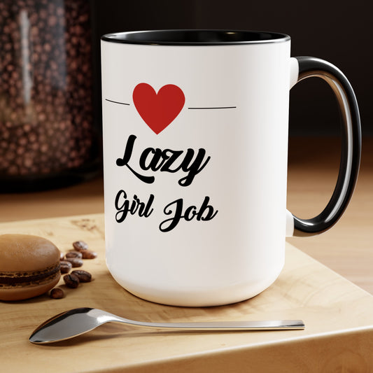 Lazy Girl Two-Tone Coffee Mugs, 15oz